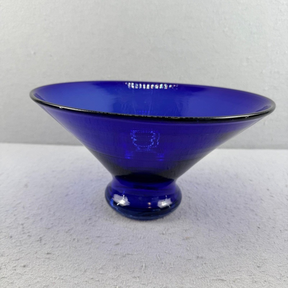 Vtg Blenko Cobalt Blue Glass Bowl 11" Mid Century Modern‎ Centerpiece